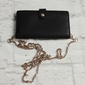 Coach black pebbled leather crossbody small wallet